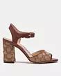 COACH Marla Sandal In Signature Jacquard KHAKI .